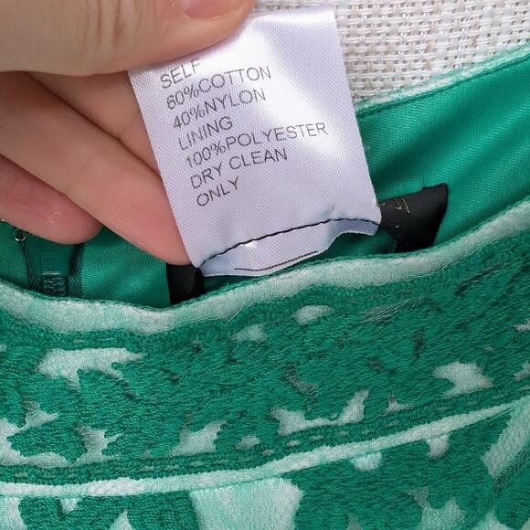 Tadashi Shoji Green Floral Lace Sleeveless Midi Dress, size 2 - Picture 7 of 8